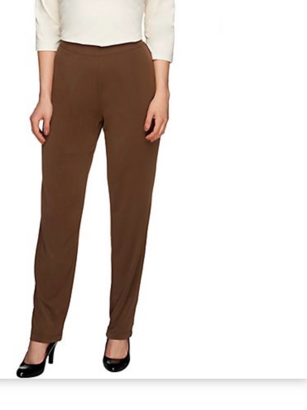 Like New Small Susan Graver Essentials Brown Liquid Knit Straight Leg Pants